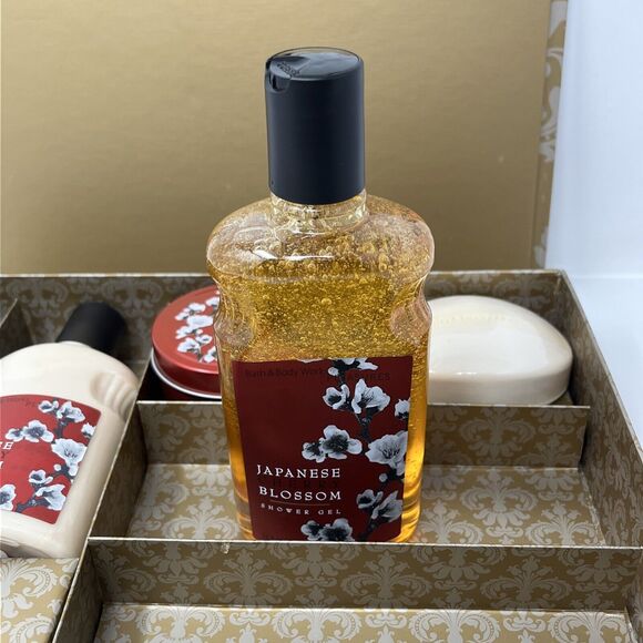 Bath Body Works Japanese Cherry Blossom Orig PLEASURES 5 Pc Set - No Bubble Bath - Picture 9 of 12